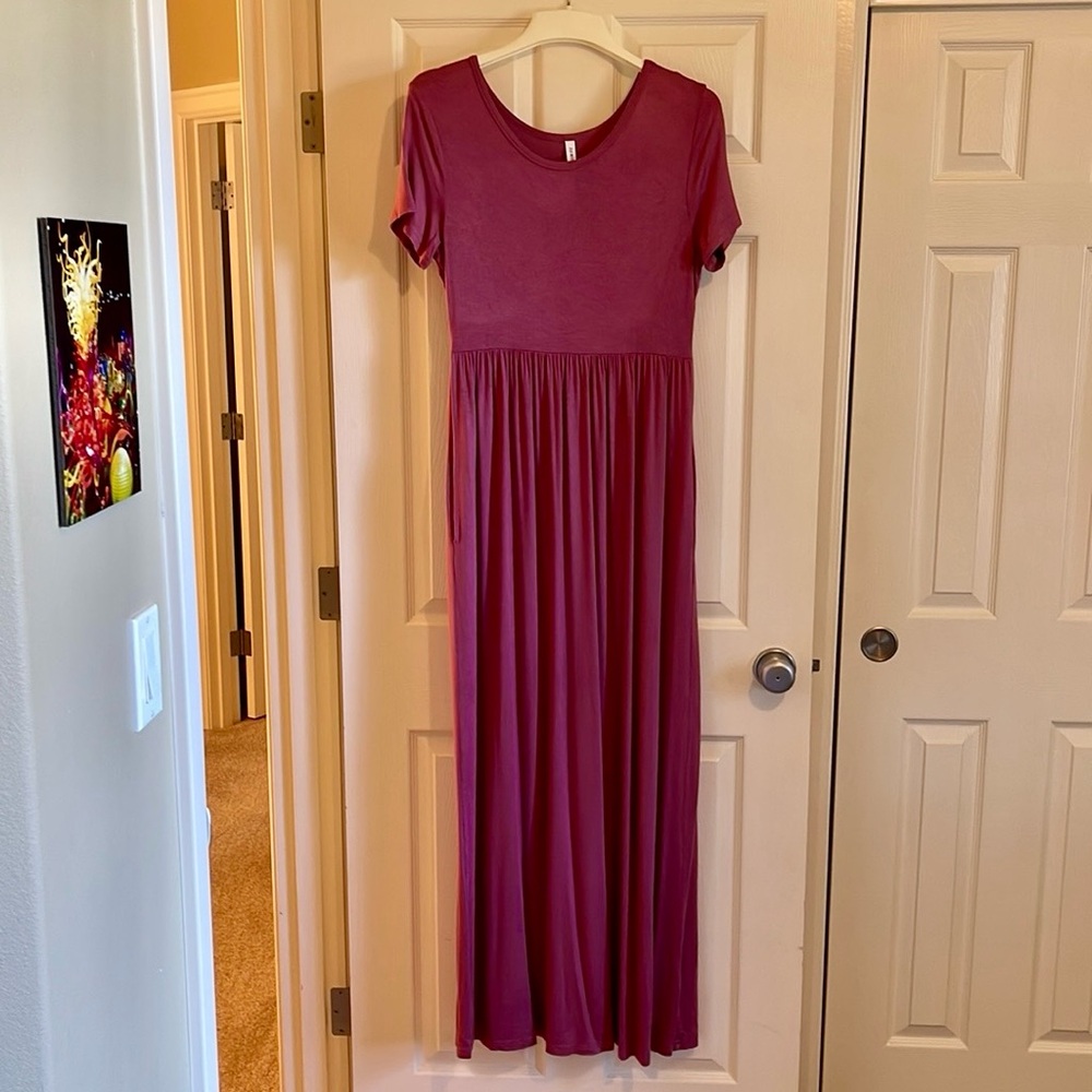 Chic Casual Mauve Maxi Dress, Db Moon, Size Large